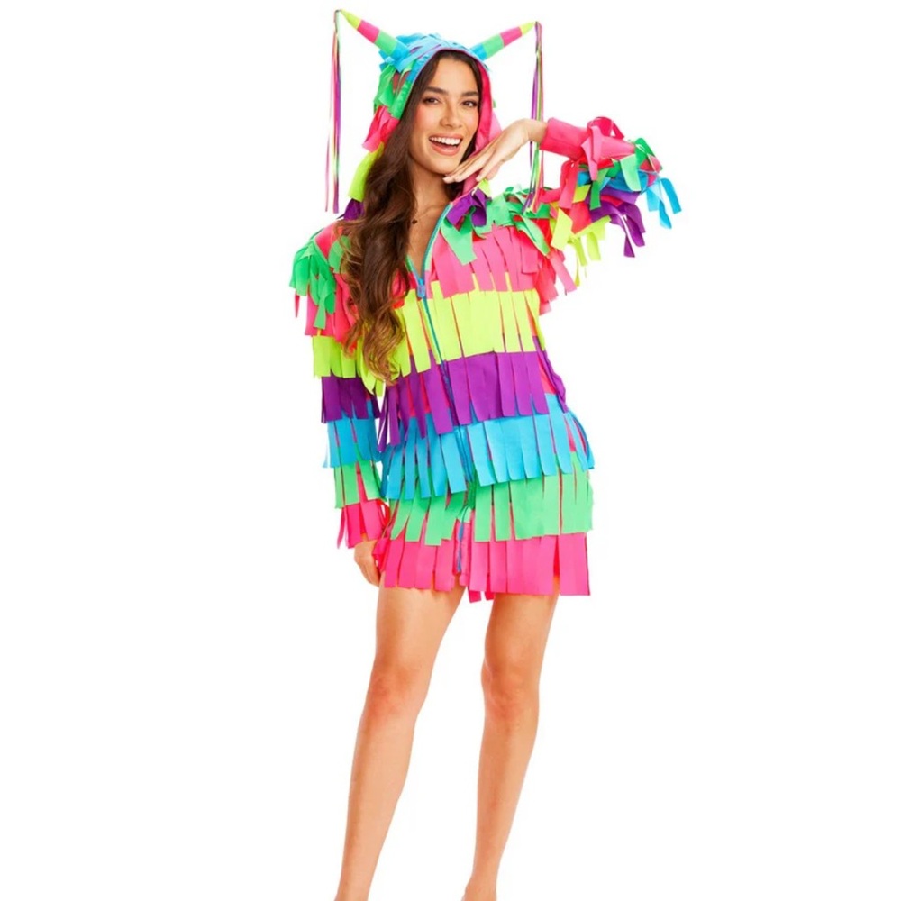 Vibrant Multicolor Fringe Women's Piñata Costume